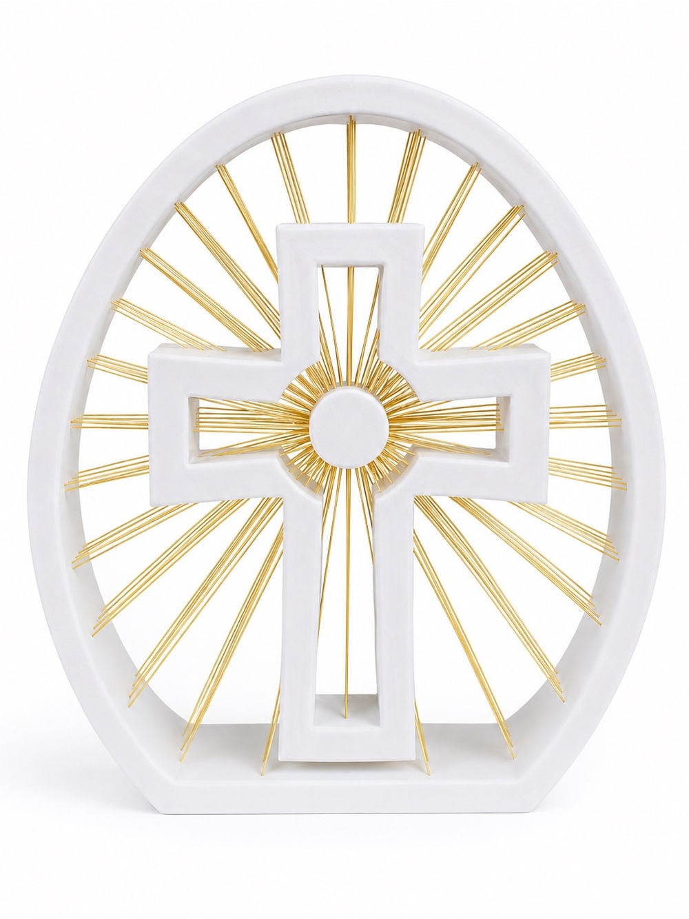 White and Gold Cross Tabletop Decor - Faith Accent